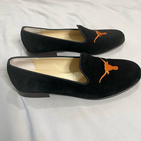 JP Crickets UT Longhorn Loafers Men’s 7 Black Suede Smoking Slippers Texas $328 - Picture 5 of 14